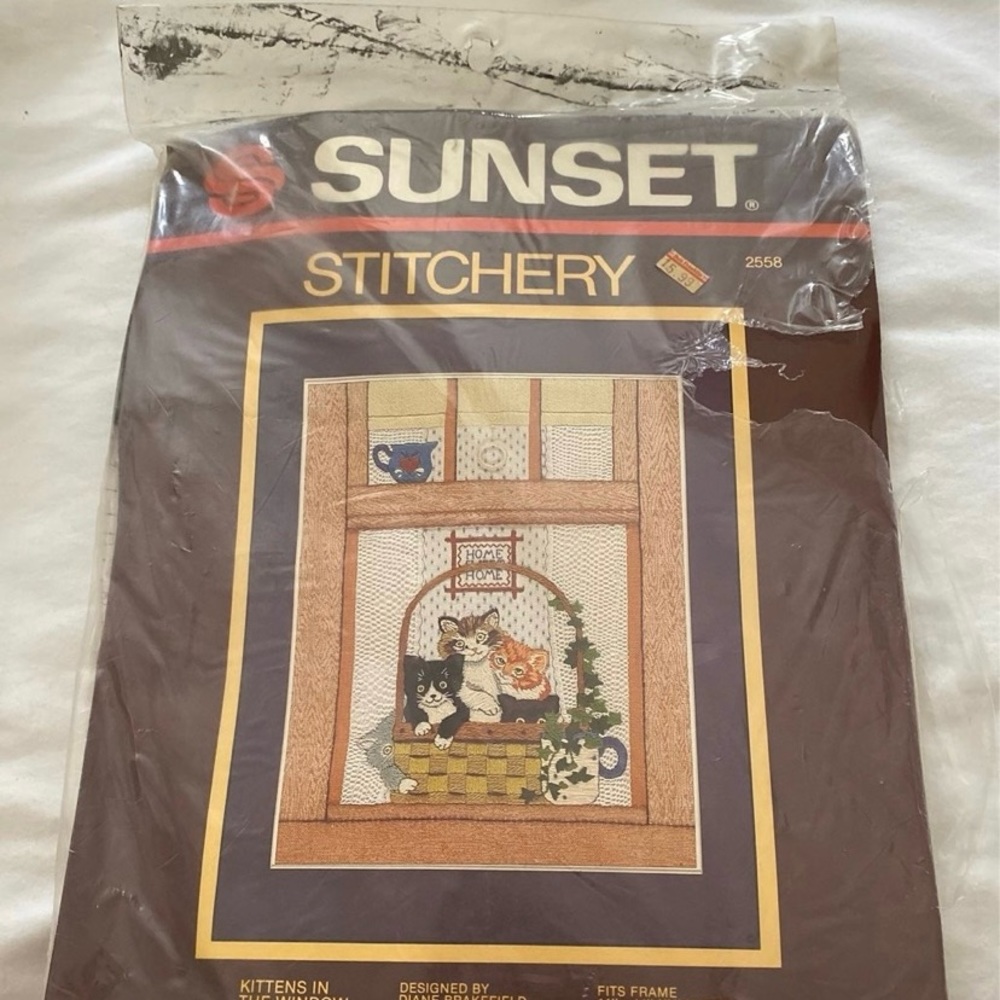 Sunset Kittens In The Window Embroidery Kit